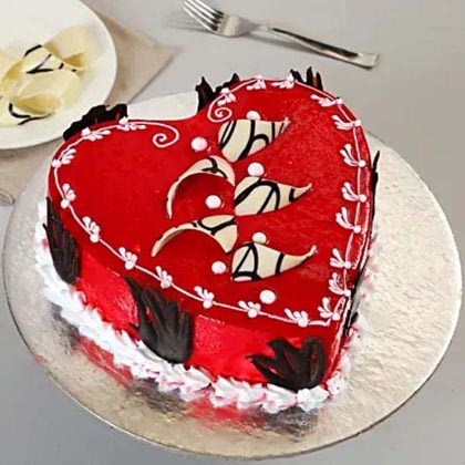 Decorated Red Heart Cake Black Forest