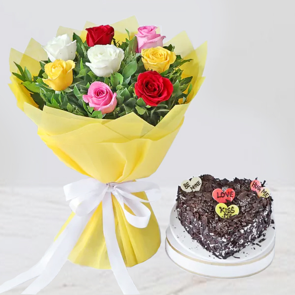 Roses with Cake Combo