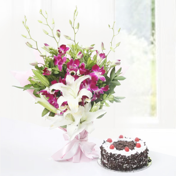 Floral Combo with Black Forest Cake