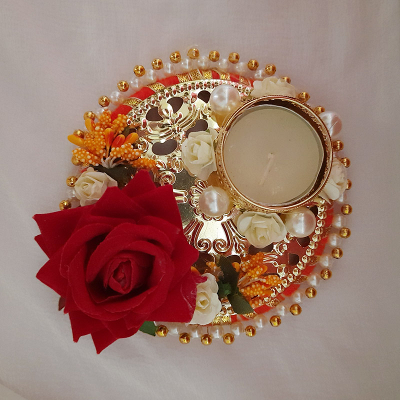 Decorative Candle Thali for Diwali 