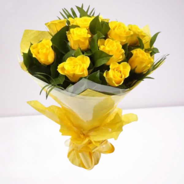 Bunch of 10 Yellow Roses