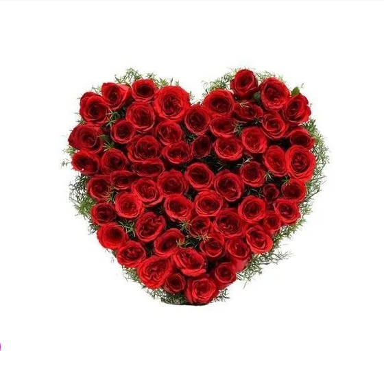 Red Roses Heart Arrangement 40 Flowers