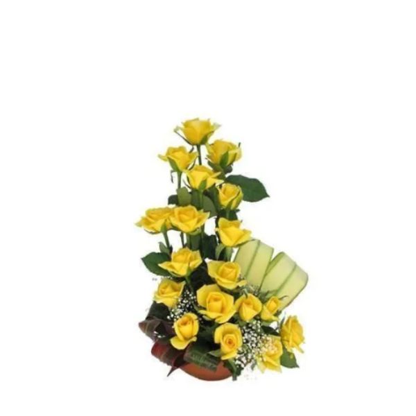 Basket of 15 Yellow Roses