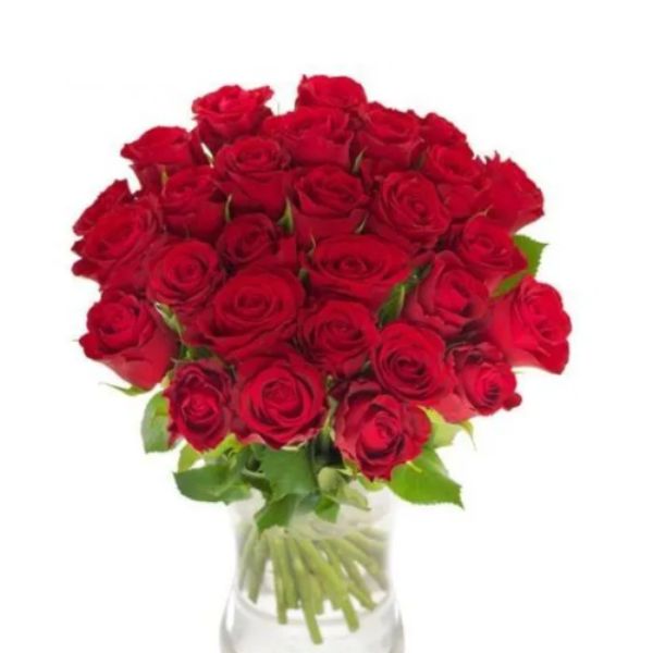 30 Red Roses with Vase