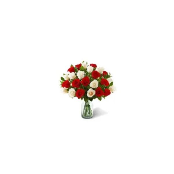  White Red Roses in Vase