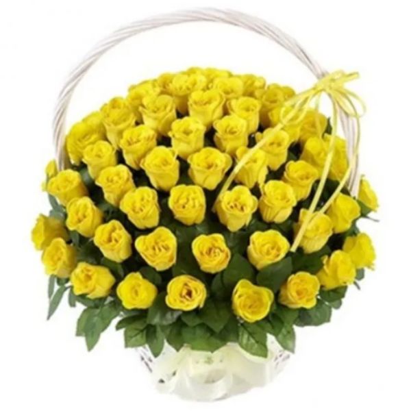  30 Yellow Roses with Basket 