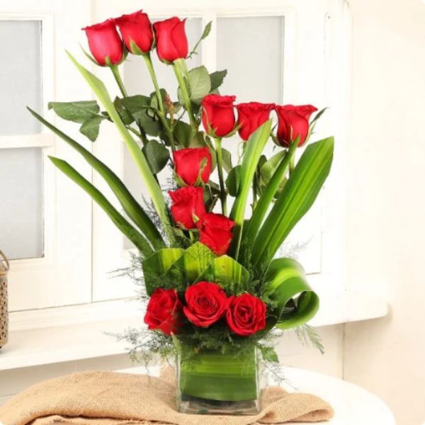 Long Stem Red Rose Vase