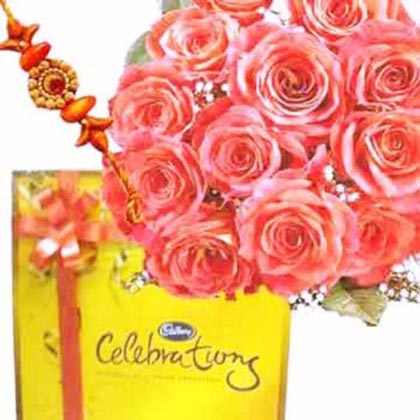 Rakhi with 12 Pink Roses