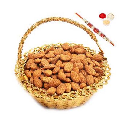 Almonds with Red Pearl Rakhi
