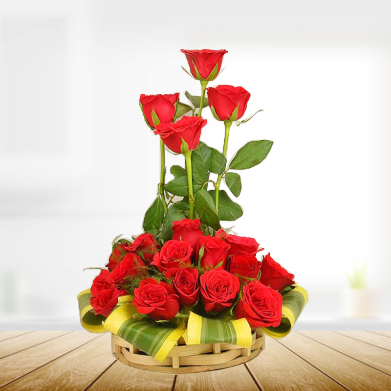 Basket Of Red Roses